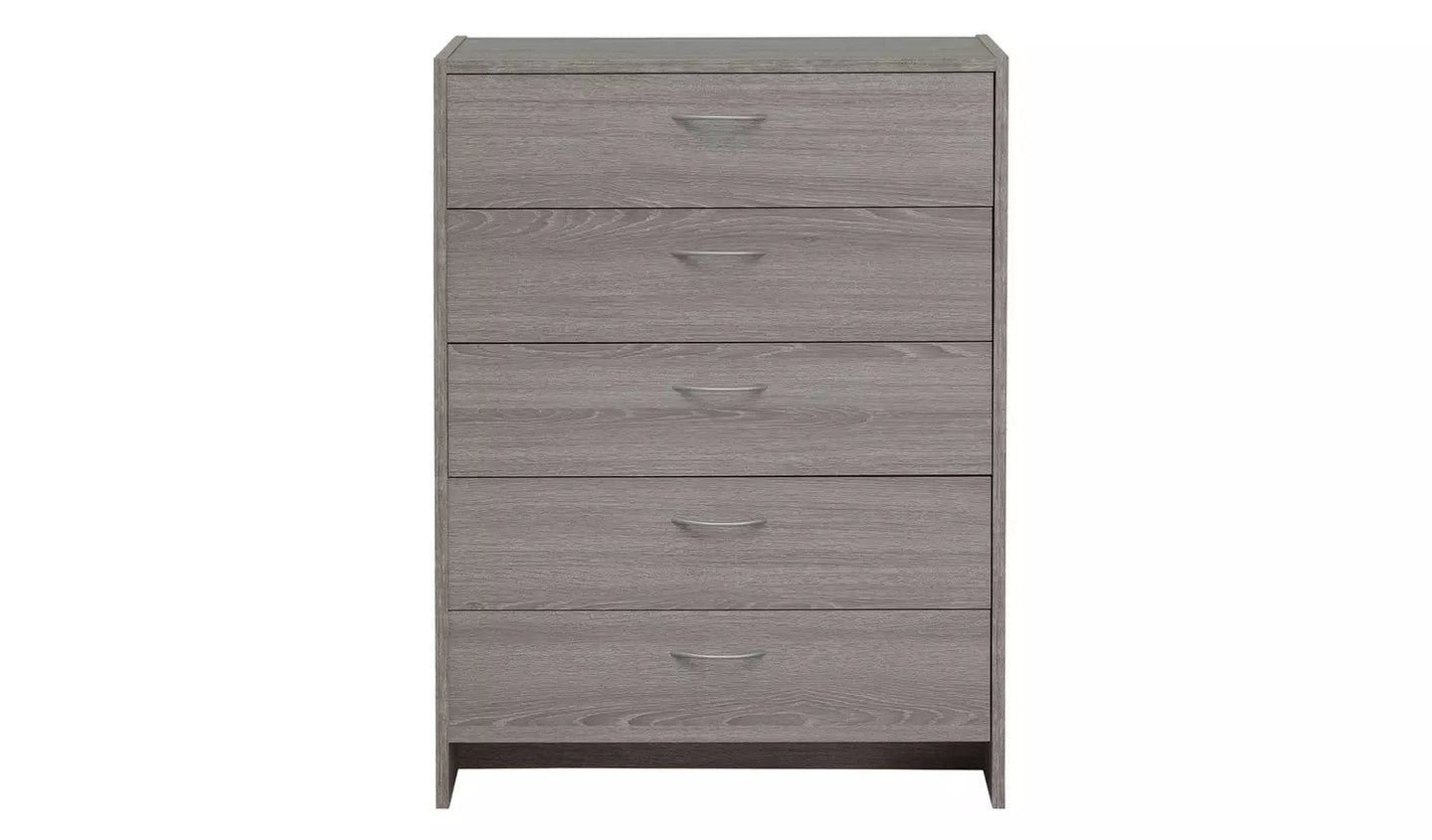 Assembled Seville 5 Drawer Chest - Grey Oak Effect